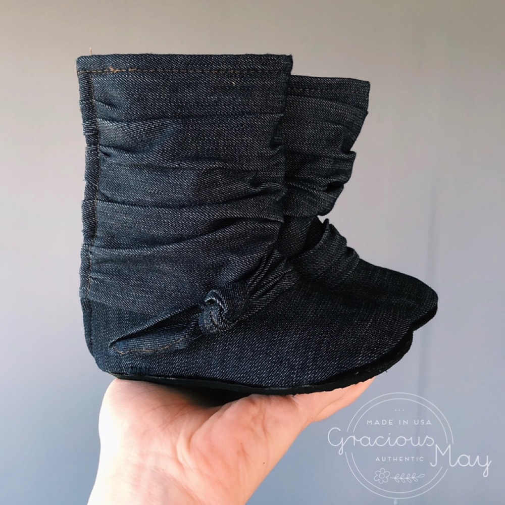 Gracious May Denim Boots Navy Girl Size 3 4 5 6